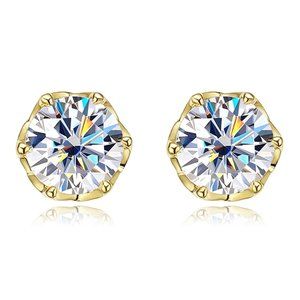 Certified 2ct. t.w. Moissanite Diamond Solitaire Stud Earrings NEW